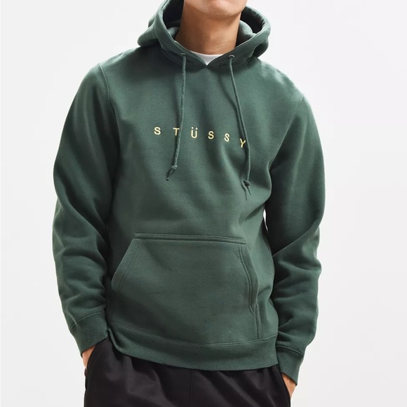 Stüssy Helvetica Spread App Hoody – Dark Green | Men’s Large - Picture 6 of 9